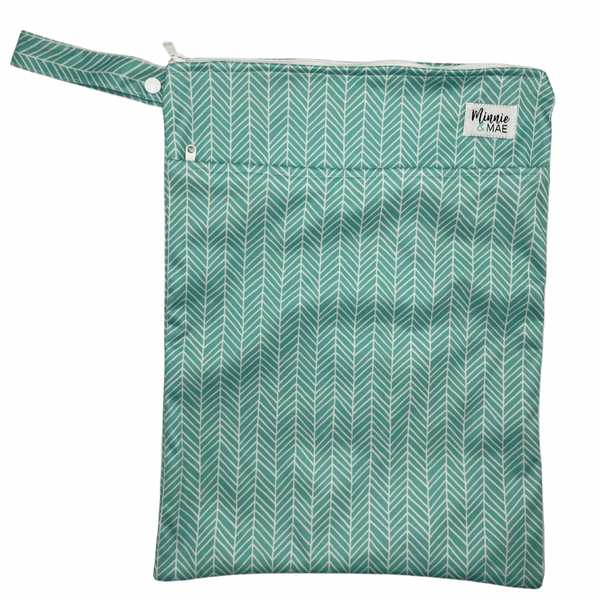 Double Pocket Wetbag - Green Stripes