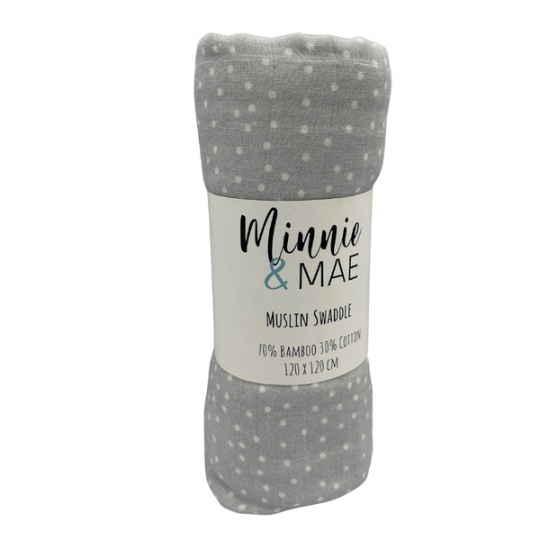 Muslin Swaddle- Blue Dot